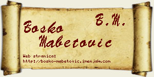 Boško Mabetović vizit kartica